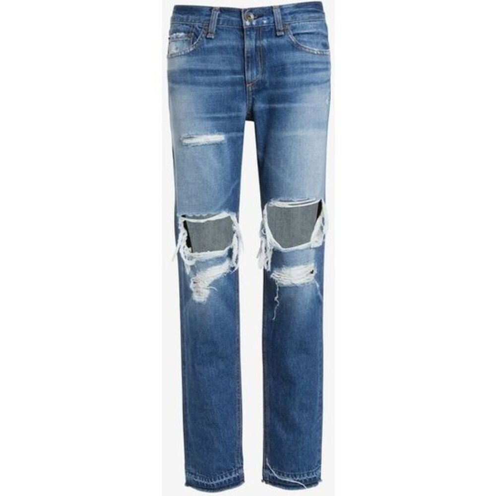 Rag & Bone Slim Boyfriend Jeans - Distressed Denim